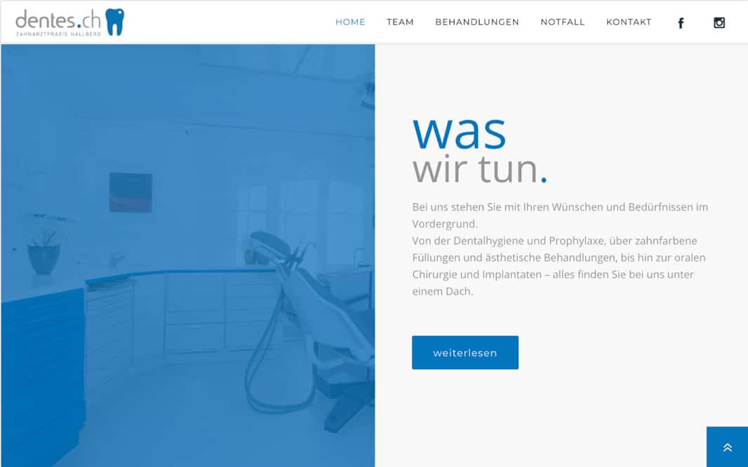 Zahnarztpraxis Dentes 4 WEBSPATZ WEBDESIGN GmbH Hallberg Dentes - Referenzbild von Webspatz Webdesign Zürich