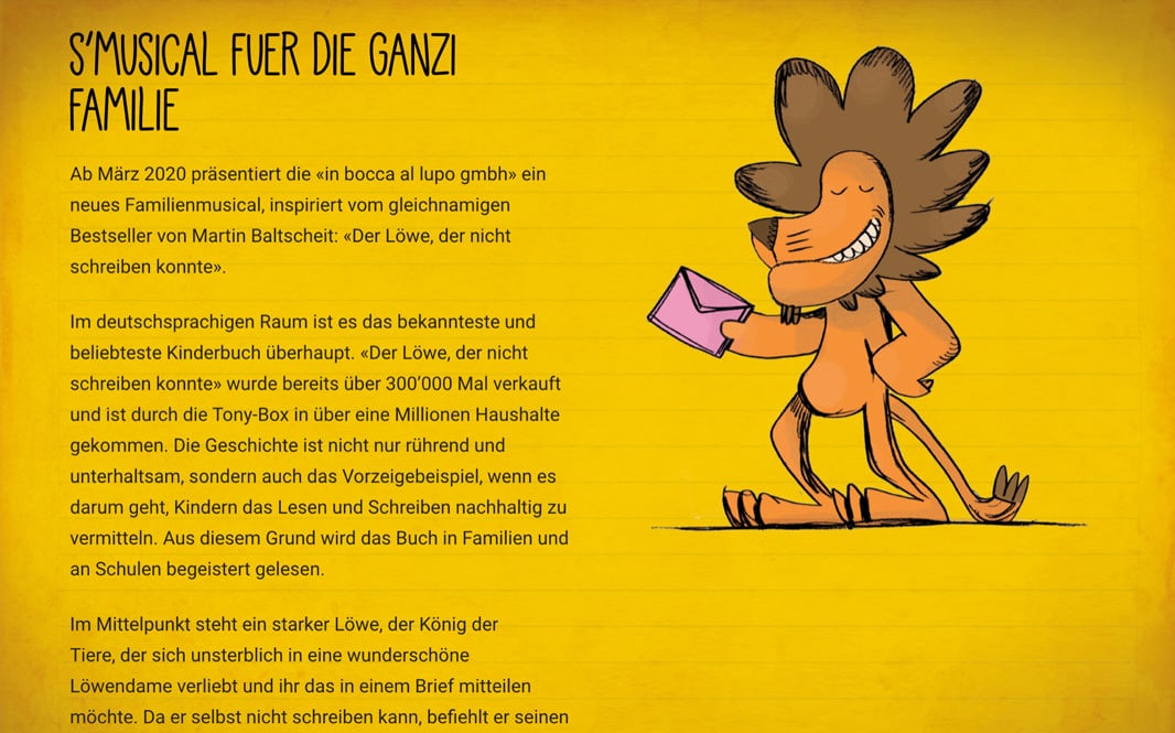 Löwen Musical - Referenzbild von Webspatz Webdesign Zürich